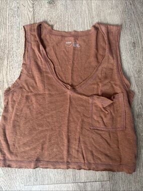 aerie Rust Brown Cropped Tank Top